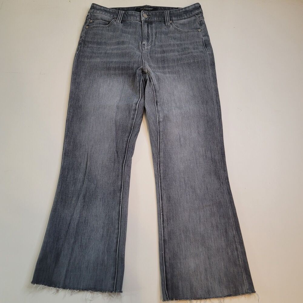 Liverpool Los Angeles Gray Wash Jeans Womens 6/28 Straight Raw Hem Kessler